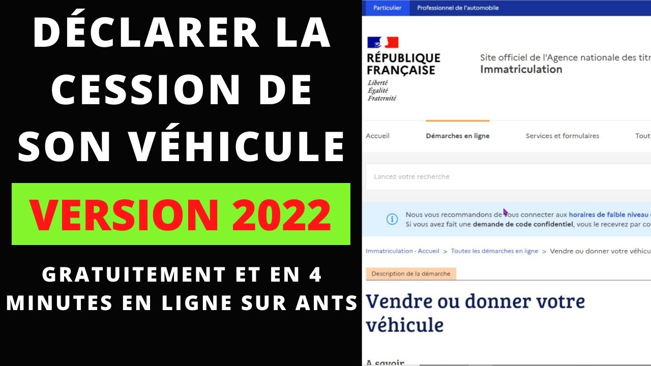 Déclarer la vente d'un vehicule | Comment déclarer la cession d'un véhicule d'occasion 🚘📑[ ANTS ]