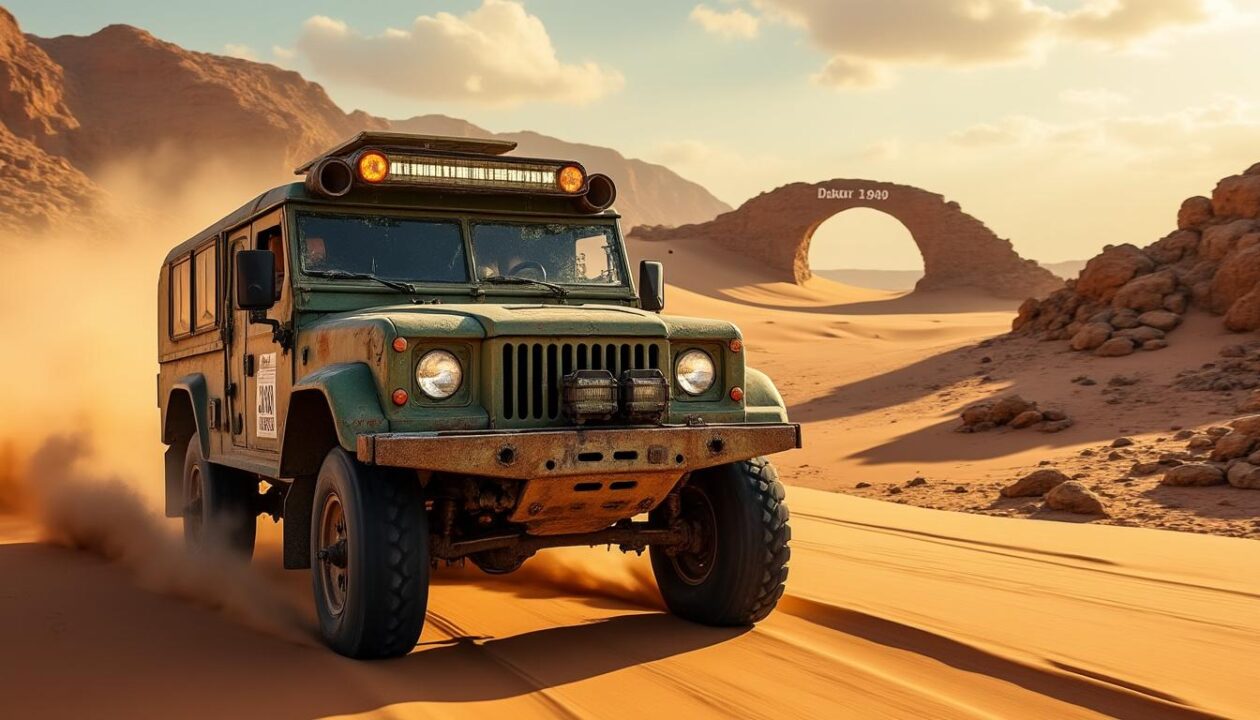 découvrez une aventure insolite à bord d'une acadiane sur la mythique route des légendes du dakar, entre paysages emblématiques et histoires fascinantes.